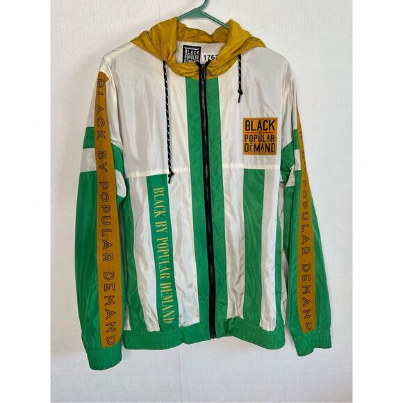 Vintage BLACK BY POPULAR DEMAND MENS XL TRACK SUIT JACKET FULL ZIP WINDBREAKER - Picture 1 of 8